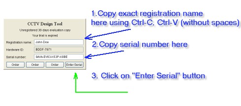 Entering serial number JVSG Design Tool - Entering serial number