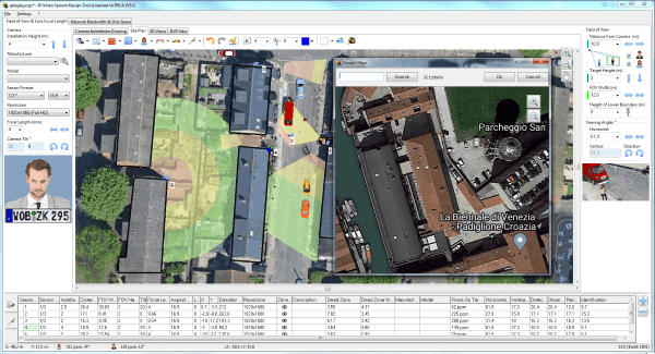 Video surveillance planning using Google Maps