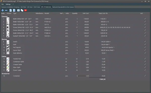 The generator of commercial offers in the IP System Video Design Tool – automatic cost calculation