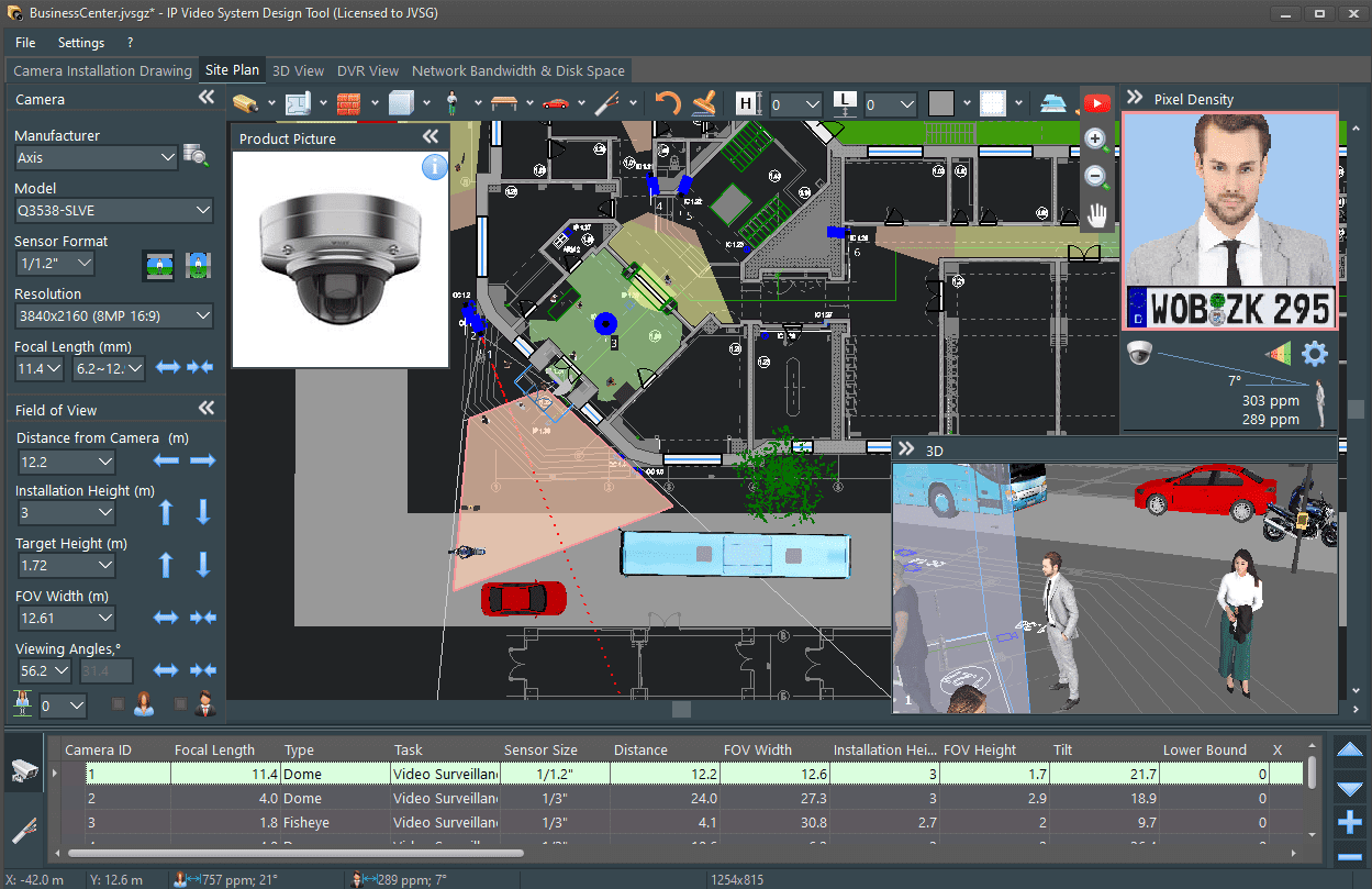CCTV Lens Angle Software